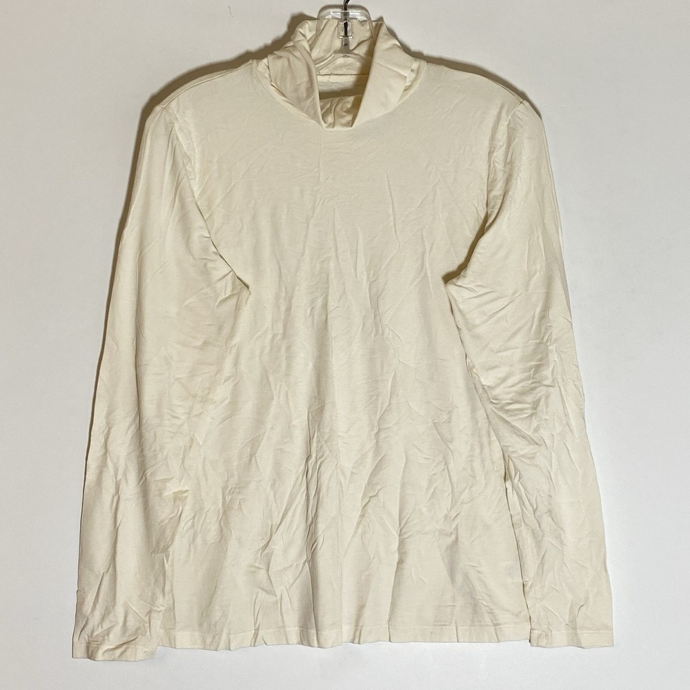 JCPenney‎ Top Womens Petite Large Cream Turtleneck Long Sleeve Comfy Lightweight